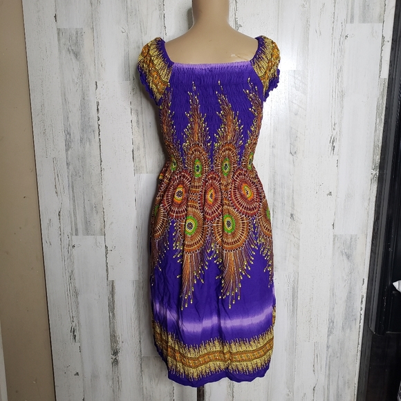 Vibrant Purple Smock Bodice African Print - Picture 4 of 4